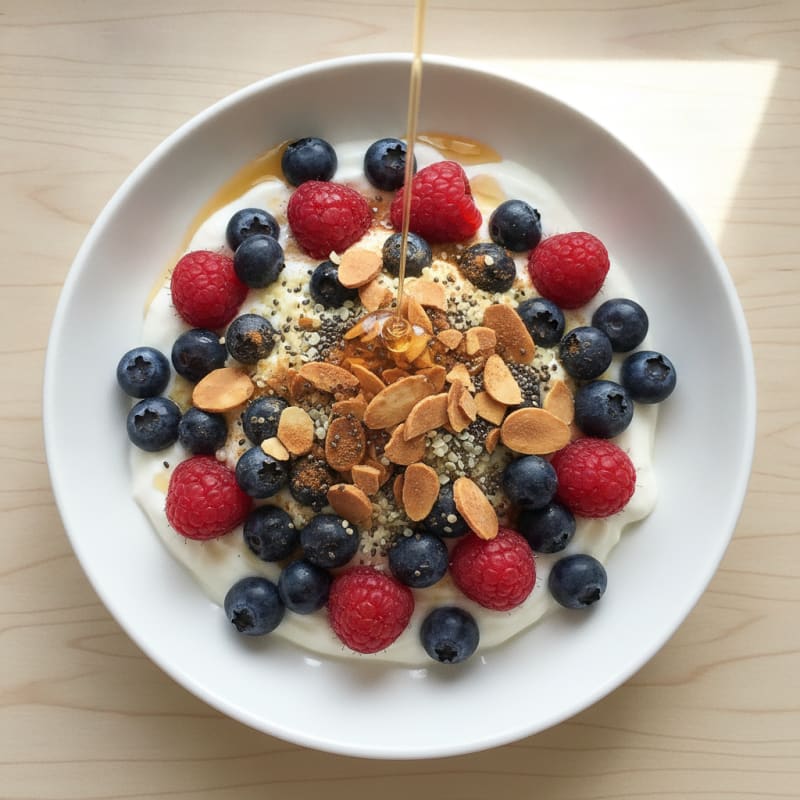 High-Protein Berry-Almond Yogurt Parfait