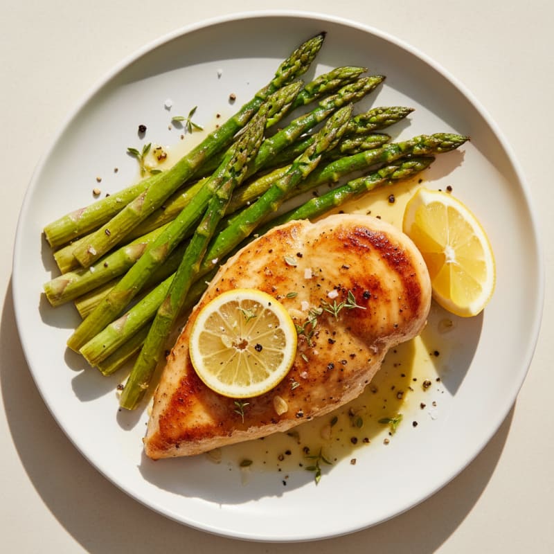 Golden Lemon Herb Chicken with Roasted Asparagus