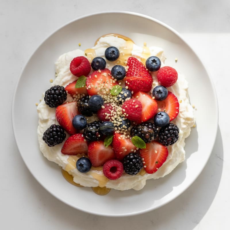 Silky Greek Yogurt Protein Mousse with Mixed Berries