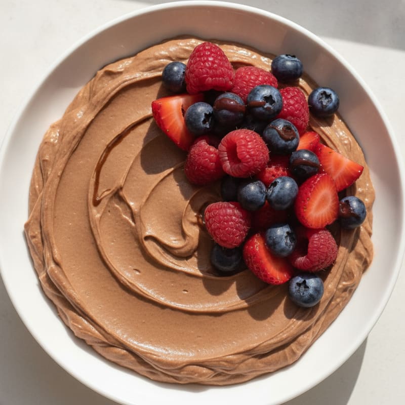 Silky Chocolate Protein Pudding with Mixed Berries