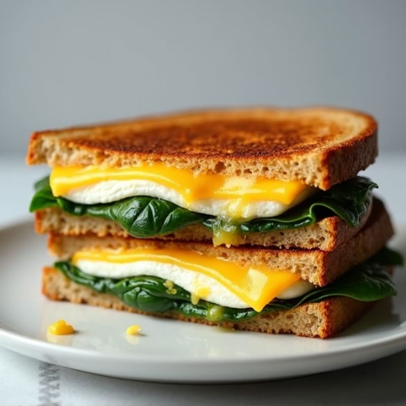 Protein-Packed Grilled Three-Cheese with Spinach