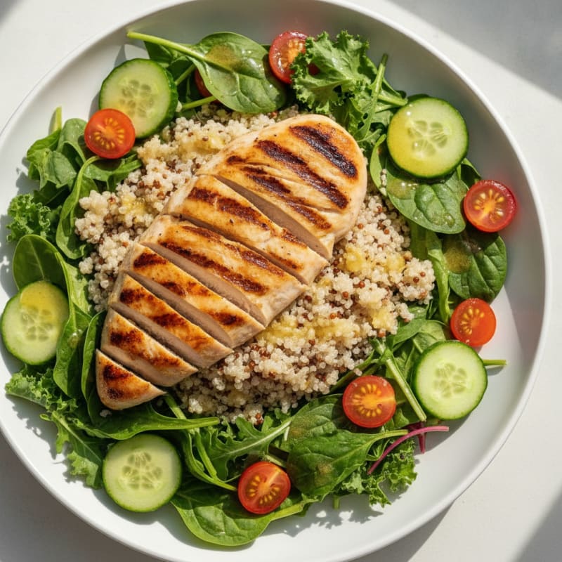 Grilled Chicken and Quinoa Salad with Fresh Greens