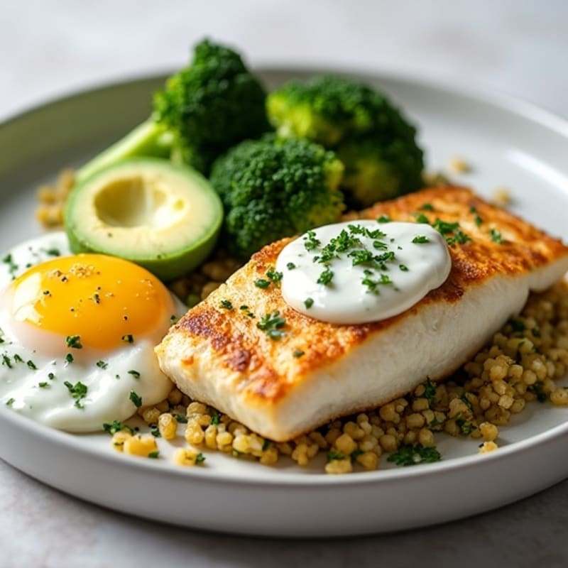 Seared Cod with Roasted Broccoli and Herb Quinoa