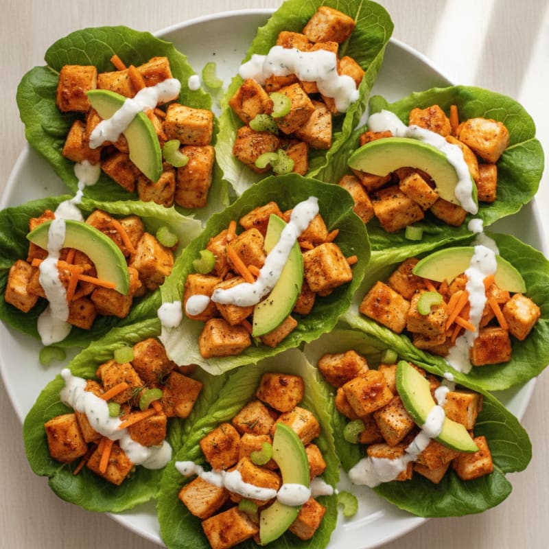 Buffalo Ranch Chicken Lettuce Wraps
