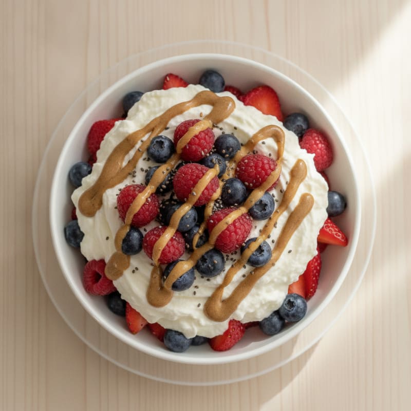 Greek Yogurt Protein Parfait with Berries and Almond Butter