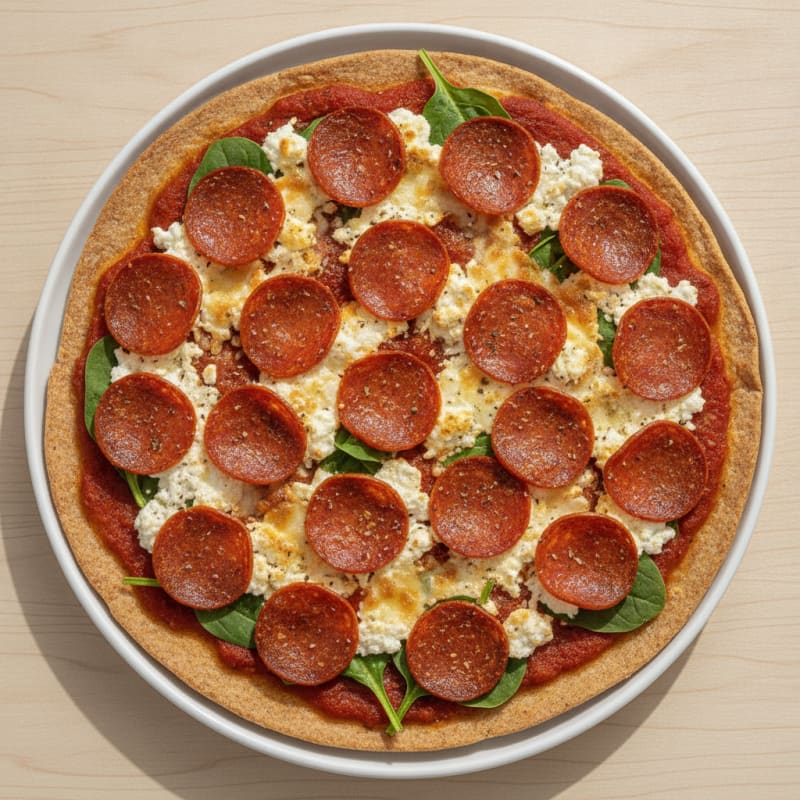 High-Protein Pepperoni Tortilla Pizza
