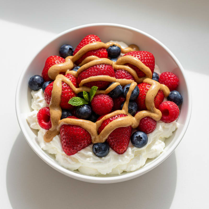 Greek Yogurt Protein Parfait with Mixed Berries and Almond Butter