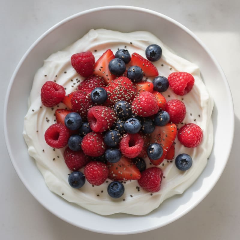 Greek Yogurt Protein Pudding with Mixed Berries