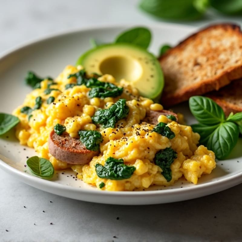 Egg White and Turkey Sausage Scramble with Spinach