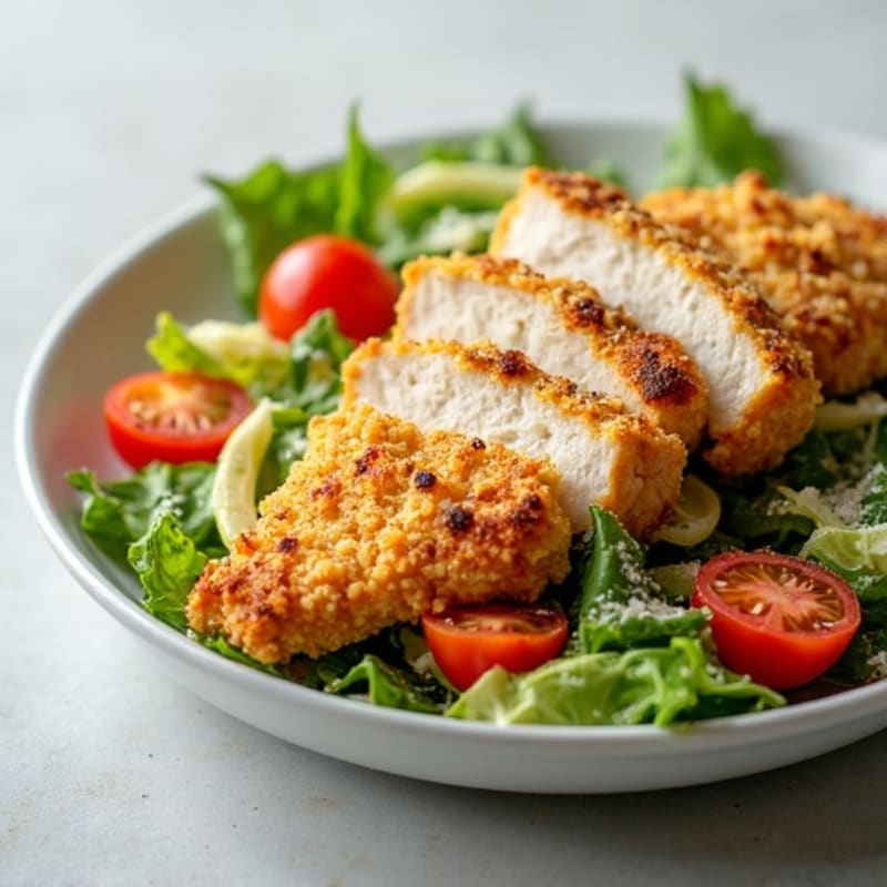 Crispy Chicken Caesar Salad with Creamy Lemon Dressing