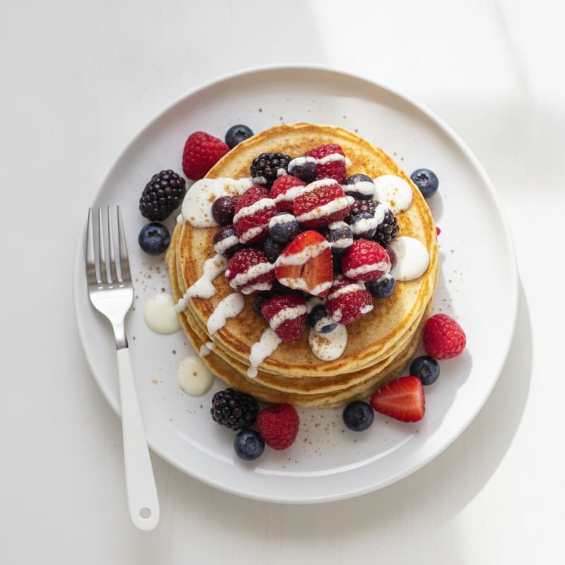Fluffy Protein Pancakes with Berries