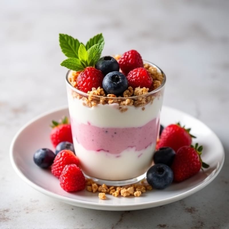 Vanilla Greek Yogurt Protein Parfait with Mixed Berries