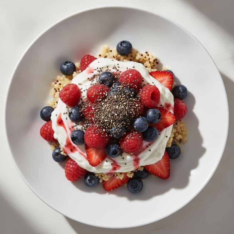 Greek Yogurt Parfait with Mixed Berries and Chia Seeds