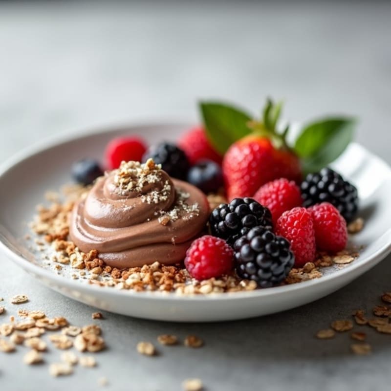 Silky Chocolate Protein Mousse with Greek Yogurt and Berries