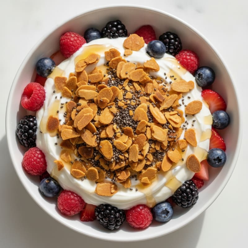 Creamy Greek Yogurt Parfait with Mixed Berries and Almond Crunch