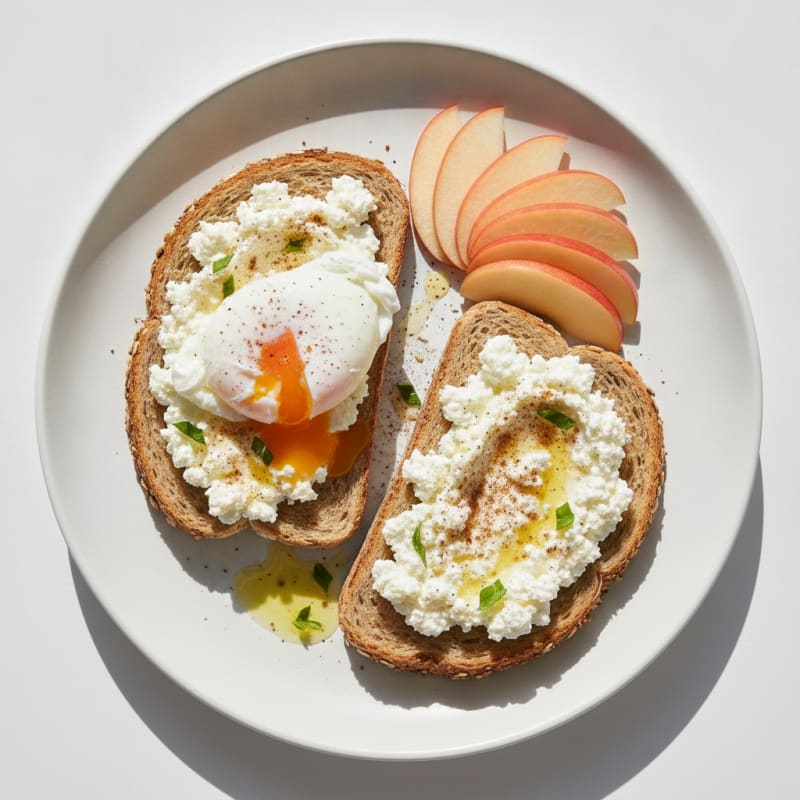 Egg and Huttekase Toast with Sliced Apple