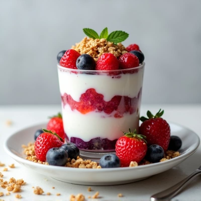 Greek Yogurt Protein Parfait with Mixed Berries