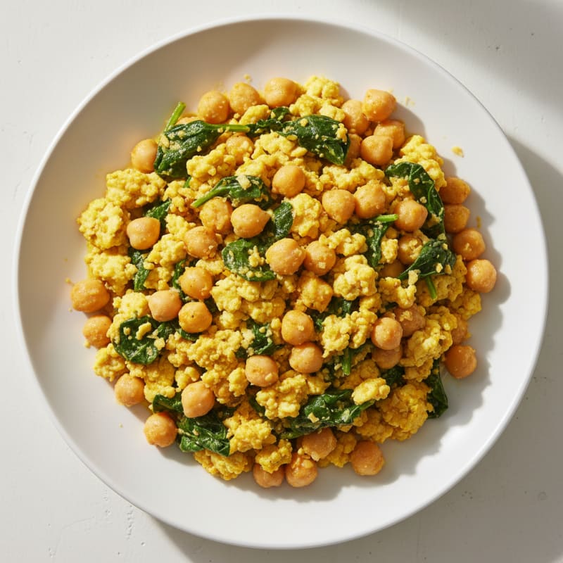 Silky Tofu Scramble with Spinach and Chickpeas