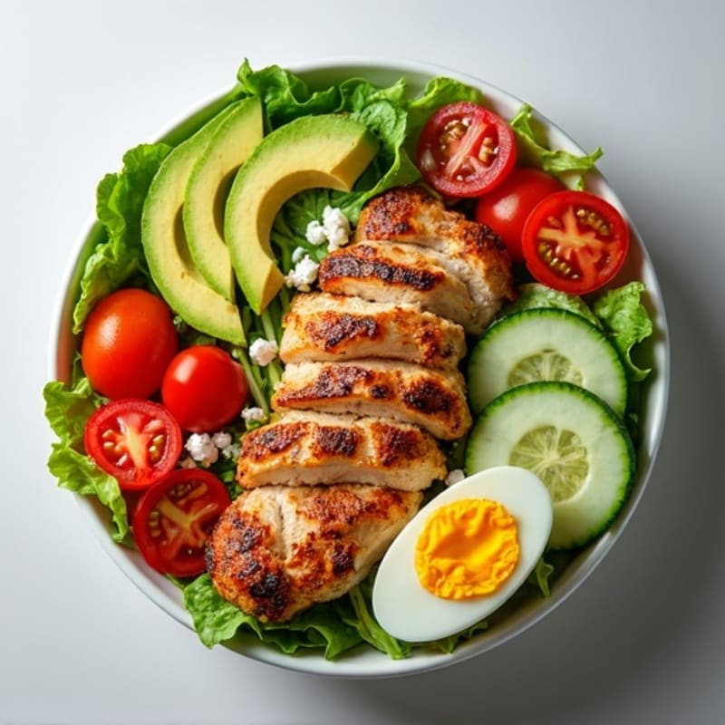 Grilled Chicken Cobb Salad with Fresh Greens and Creamy Avocado