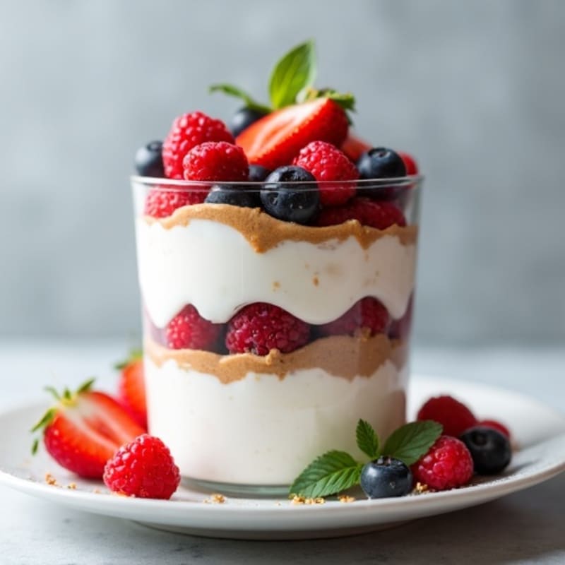 Greek Yogurt Protein Parfait with Berries and Almond Butter