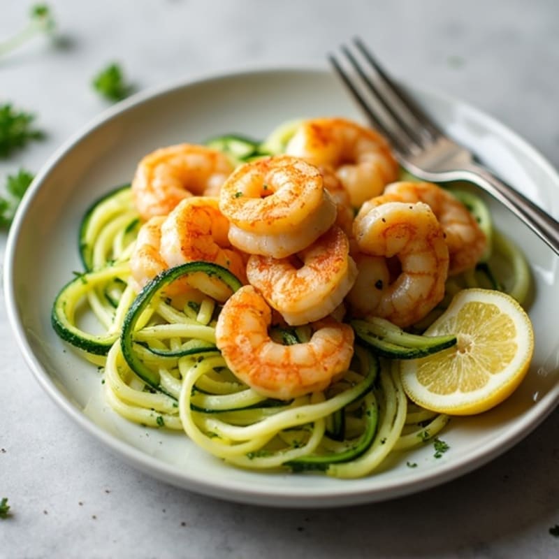 Pan-Seared Garlic Butter Shrimp with Zucchini Noodles