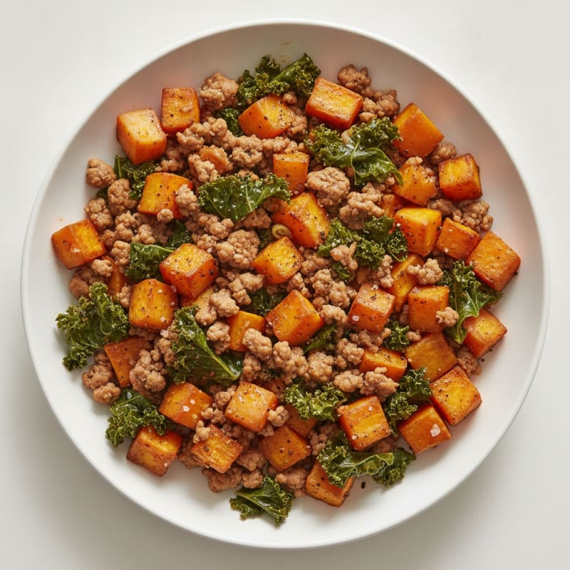 Sweet Potato and Turkey Skillet with Kale