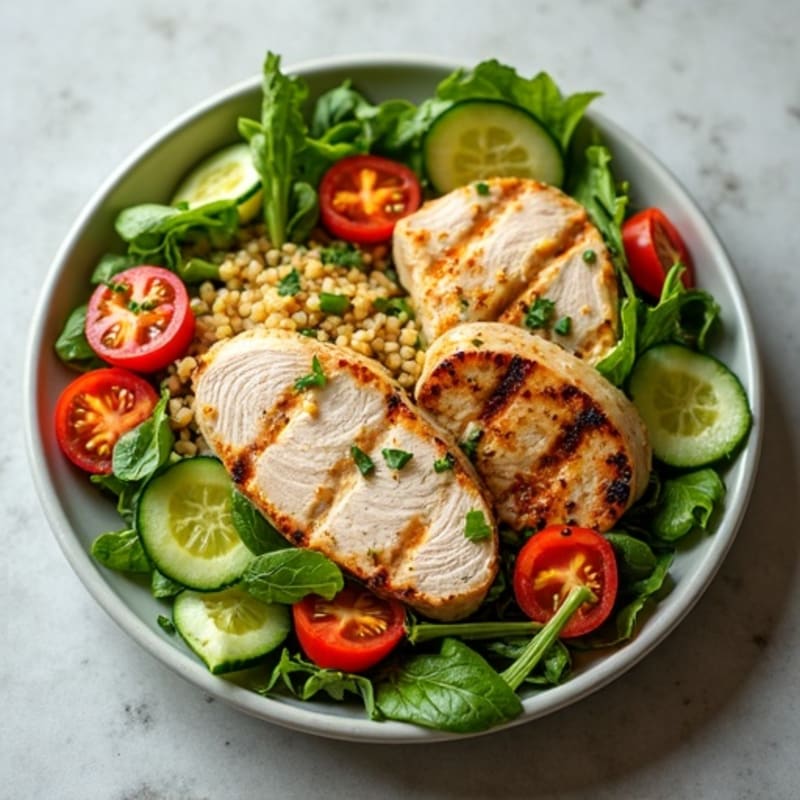 Grilled Turkey Breast Salad with Mixed Greens and Quinoa
