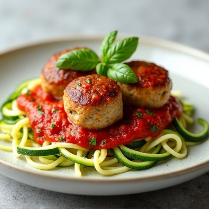 Lean Turkey Meatballs with Zucchini Noodles and Fresh Tomato Sauce