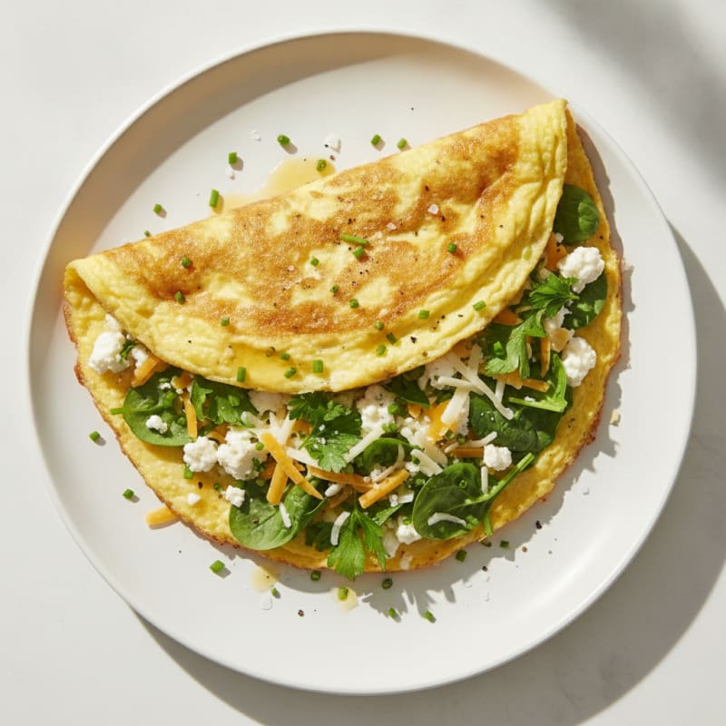 Fluffy Three-Cheese Omelet with Herbs