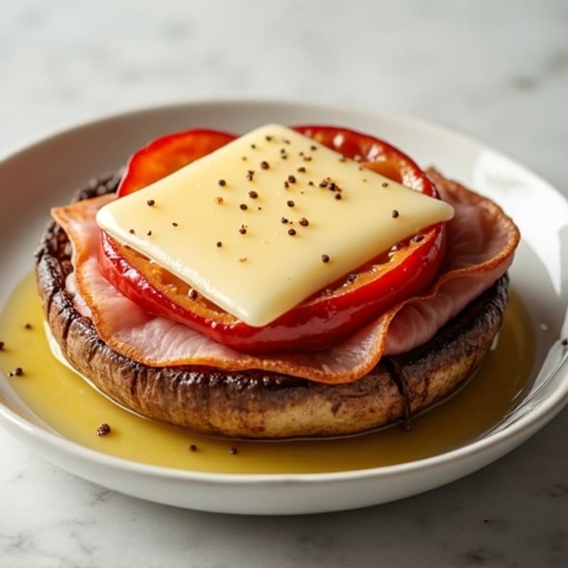Baked Ham and Swiss Portobello Melt