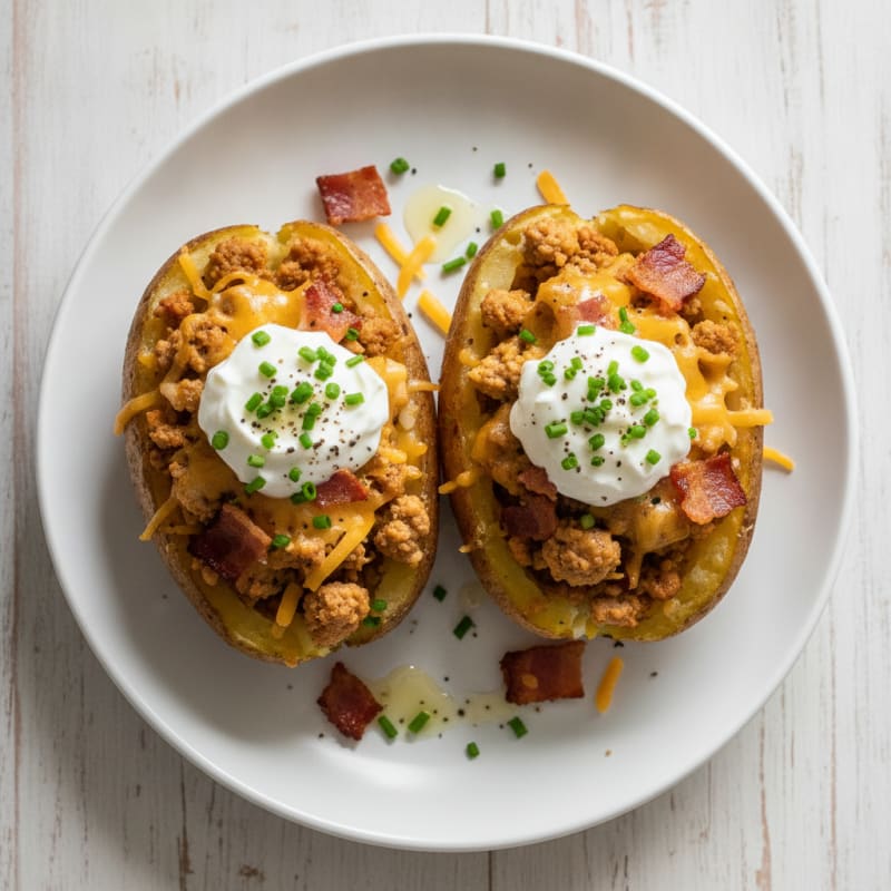 Loaded Baked Potatoes with Crispy Bacon