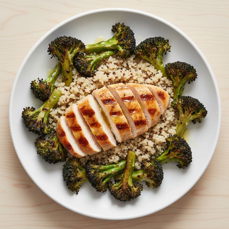 Grilled Chicken Breast with Roasted Broccoli and Quinoa