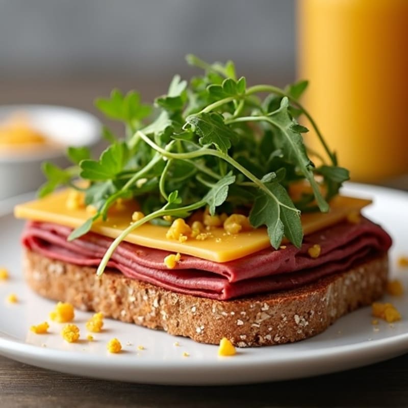 Lean Roast Beef and Sharp Cheddar Open-Face Sandwich