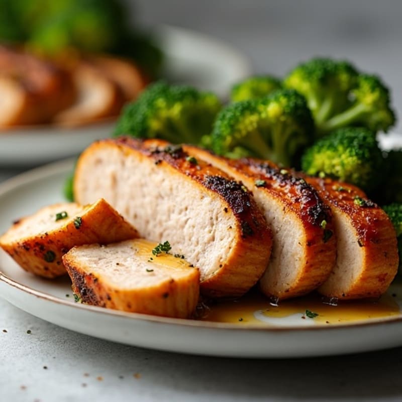 Tender Roasted Pork Tenderloin with Sweet and Savory Glaze and Crispy Roasted Broccoli