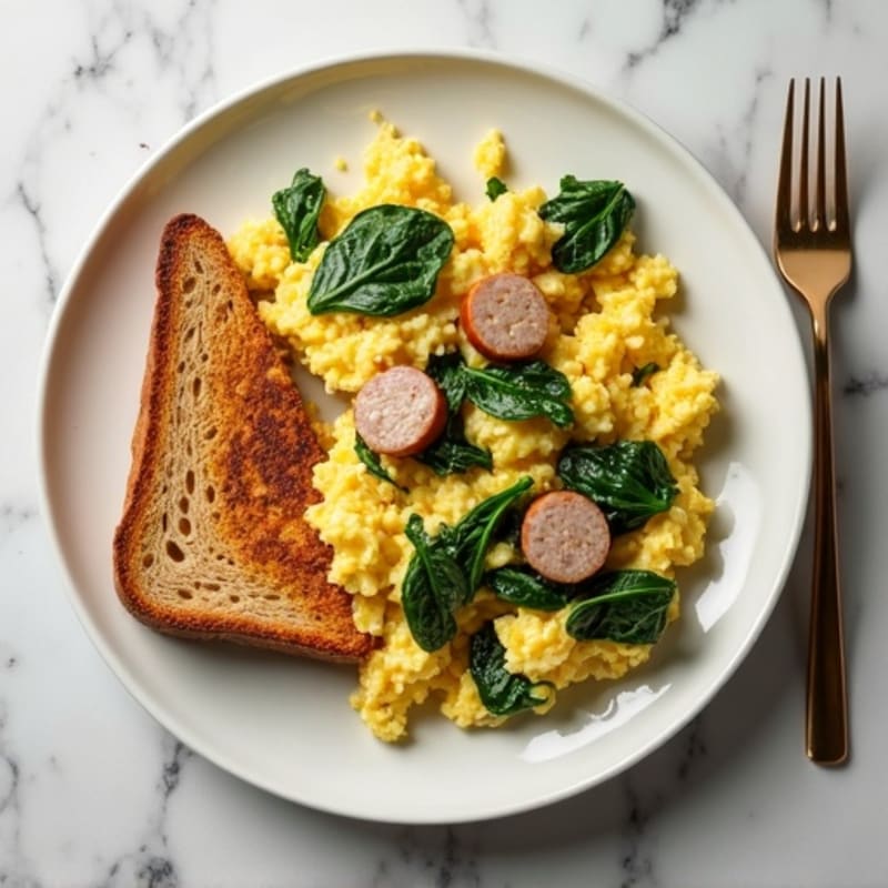Egg White Scramble with Spinach and Turkey Sausage
