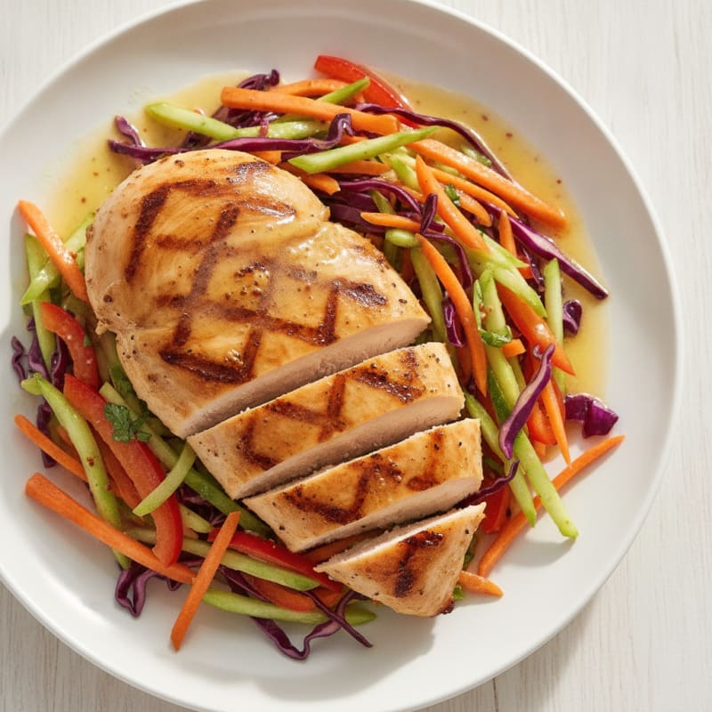 Grilled Chicken Breast with Crunchy Vegetable Slaw