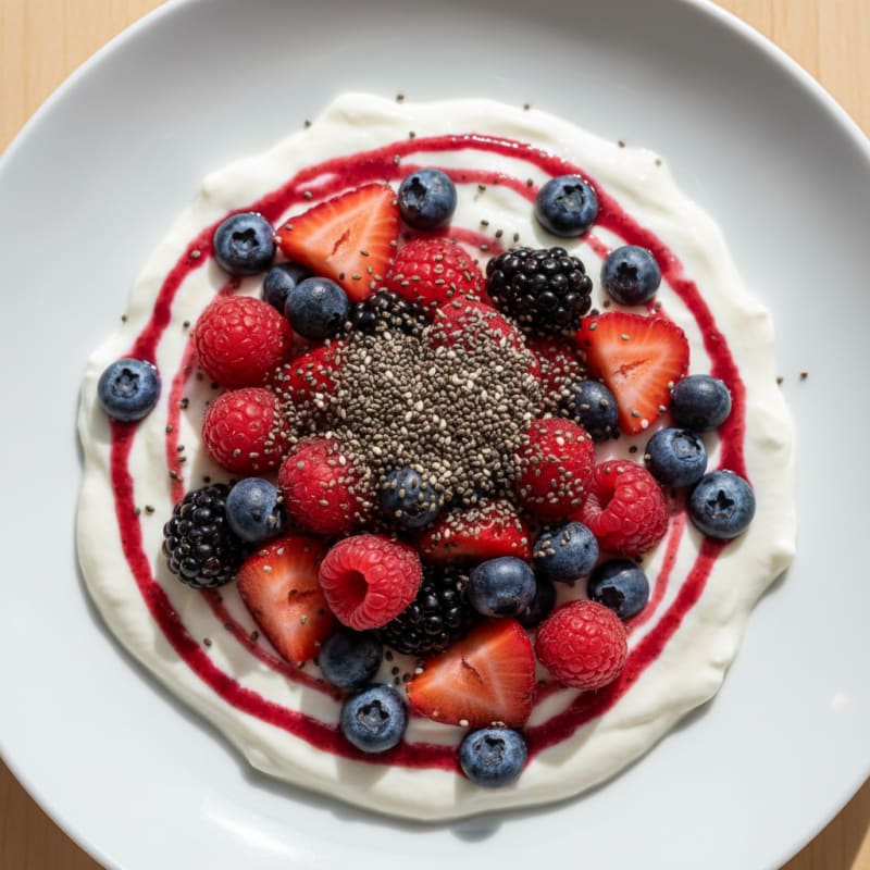 Creamy Greek Yogurt Protein Pudding with Mixed Berries