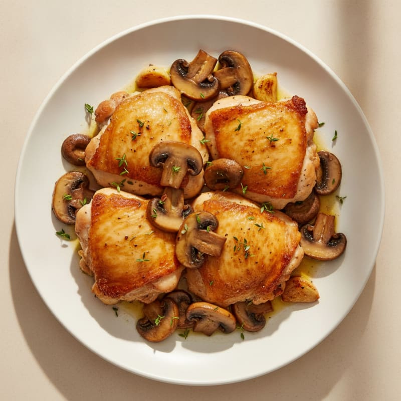Pan-Seared Chicken Thighs with Garlic Mushrooms