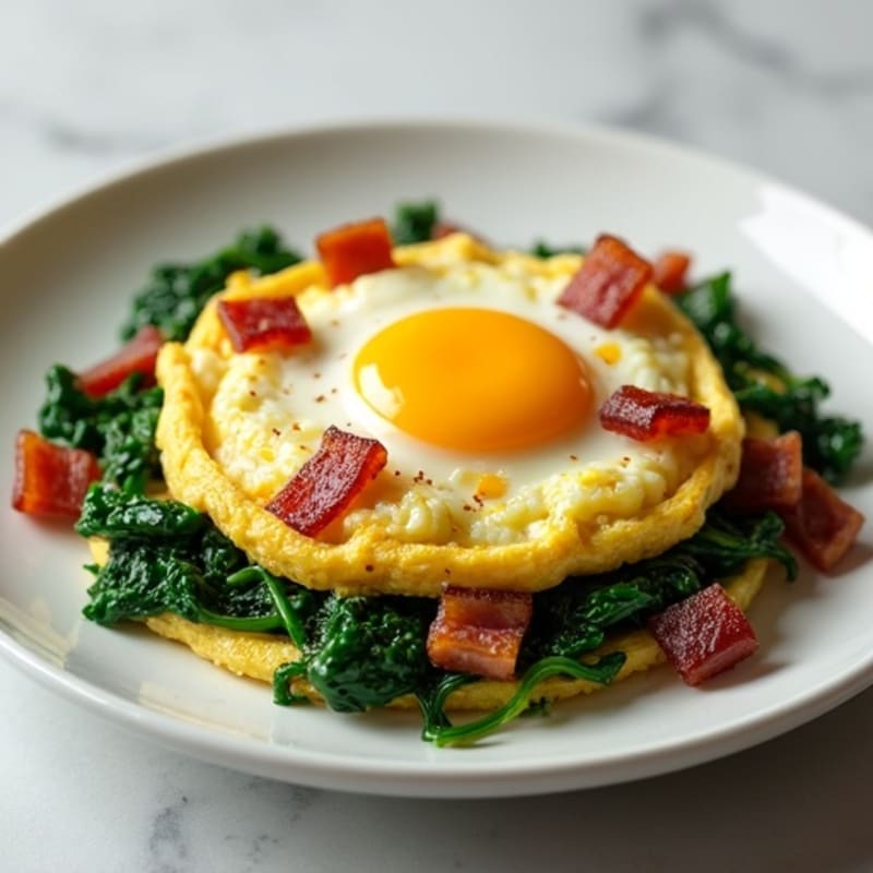 Egg White Scramble with Spinach and Turkey Bacon