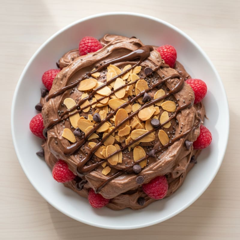 Creamy Chocolate Greek Yogurt Protein Parfait with Almonds