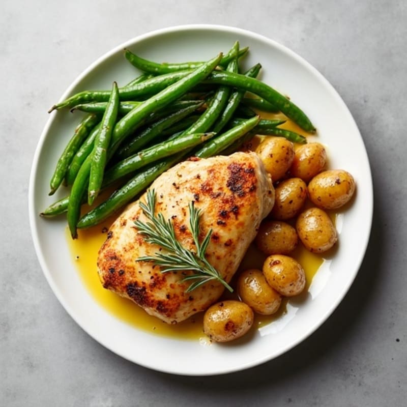 Herb-Roasted Chicken with Crispy Roasted Potatoes and Green Beans