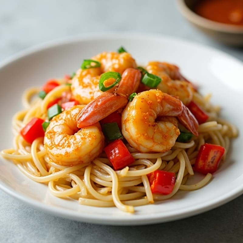 Zesty Garlic-Ginger Shrimp with Rice Noodles