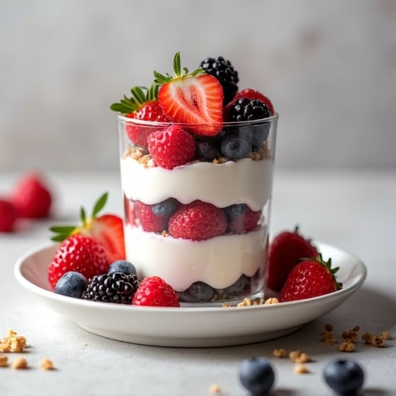 Greek Yogurt Protein Parfait with Mixed Berries