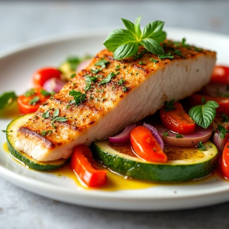 Seared Tuna with Lemon-Herb Roasted Vegetables