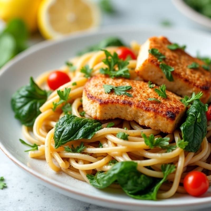Flaky Tuna Pasta with Zesty Lemon, Fresh Herbs, and Tender Greens
