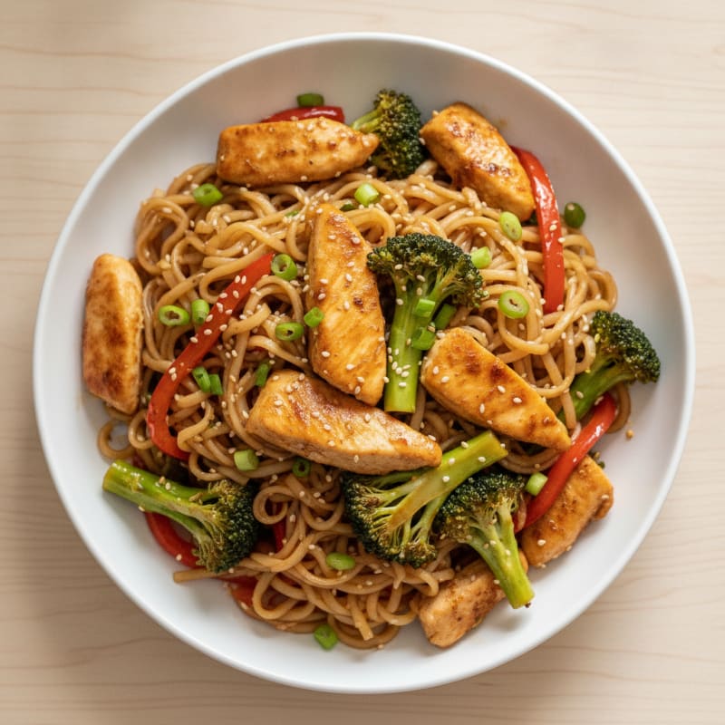 Ginger-Garlic Chicken Noodle Stir-Fry