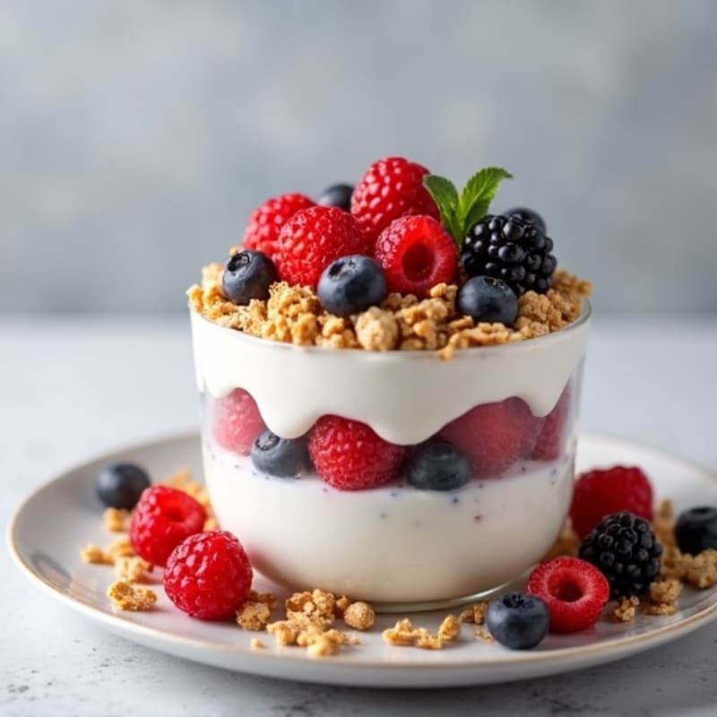 Silky Greek Yogurt Protein Parfait with Mixed Berries