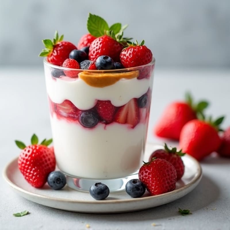 Greek Yogurt Protein Parfait with Mixed Berries and Almond Butter