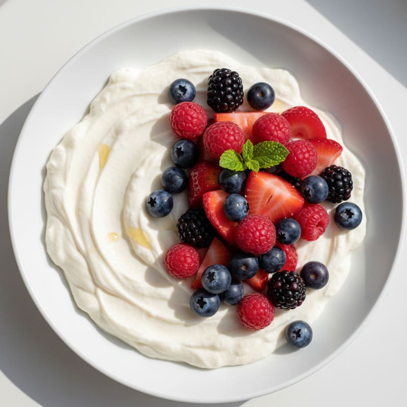 Silky Greek Yogurt Protein Pudding with Mixed Berries