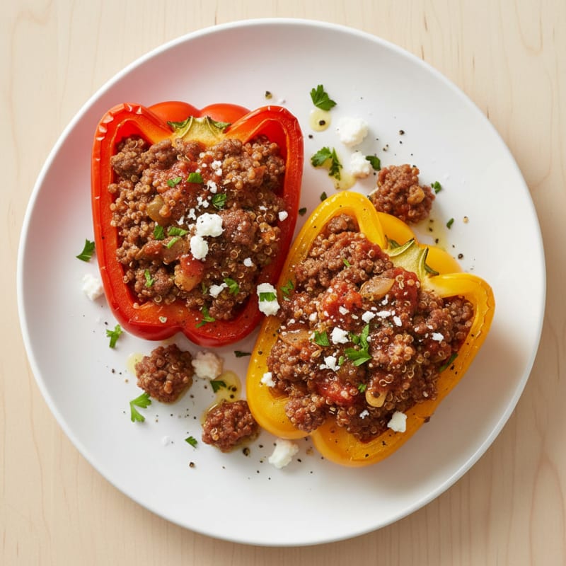 Quinoa and Beef Stuffed Bell Peppers